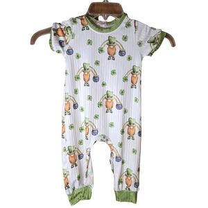 Clover Cottage St. Patrick’s Day Baby Romper 12-18M Shamrock Leprechaun One Pc